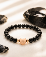 Obsidian Protection Bracelet styled with natural black obsidian stones