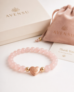 Rose Quartz Love Bracelet with AVENSU gift box and pouch