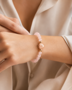 Rose Quartz Love Bracelet worn on wrist