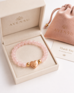 Rose Quartz Love Bracelet displayed in AVENSU gift box
