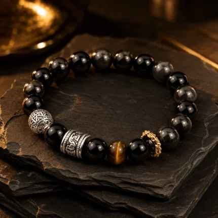 Obsidian Tiger Eye Strength & Protection Bracelet