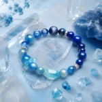 AVENSU blue crystal bracelet displayed with clear quartz and blue crystal stones
