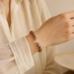 Mixed jasper grounding and balance bracelet with multicolor natural stone beads worn on wrist