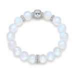 Moonstone square crystal bracelet on white background
