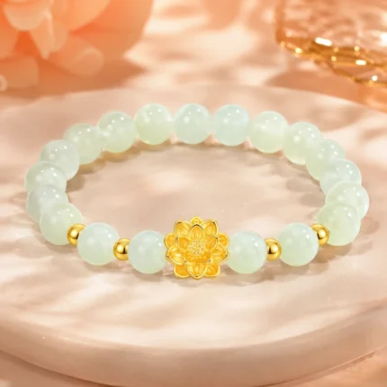 Golden Lotus Harmony & Fortune Crystal Bracelet