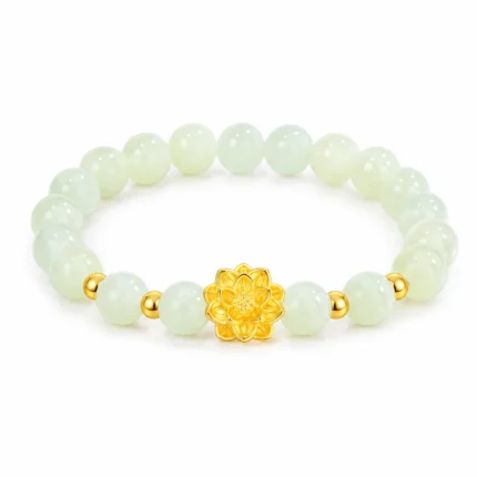 Golden Lotus Harmony & Fortune Crystal Bracelet detail view