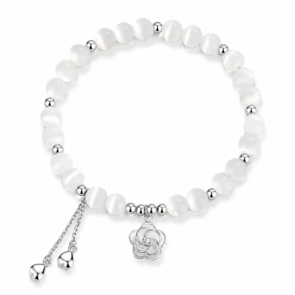 White Camellia Love Bracelet detail view