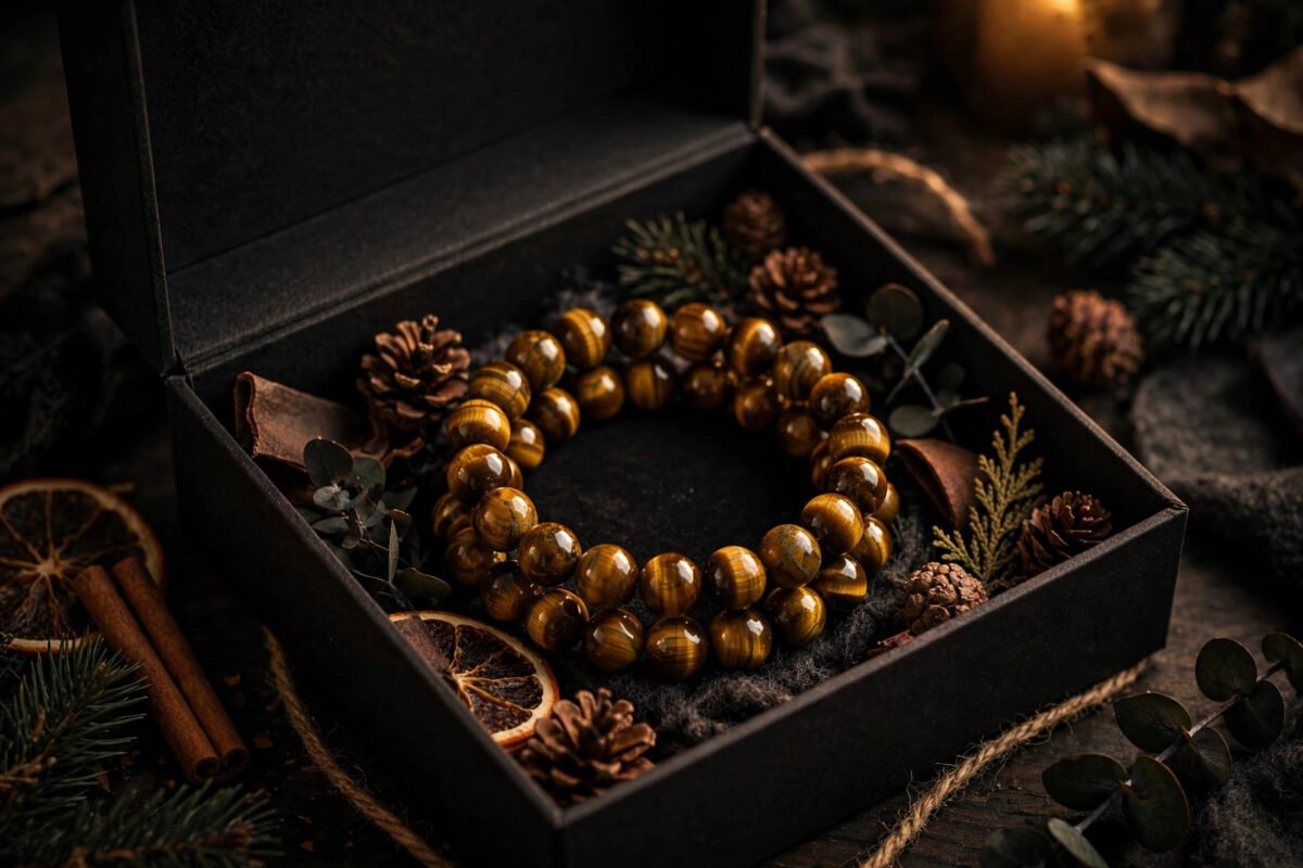 Tiger's eye bracelet as a masculine Christmas gift for him
